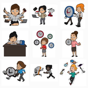 Time management illustrations with transparent backgrounds
